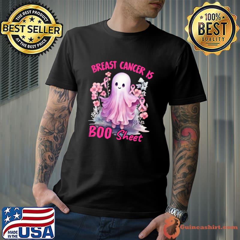Breast Cancer Is Boo Sheet Halloween Breast Cancer Awareness Flowers T-Shirt