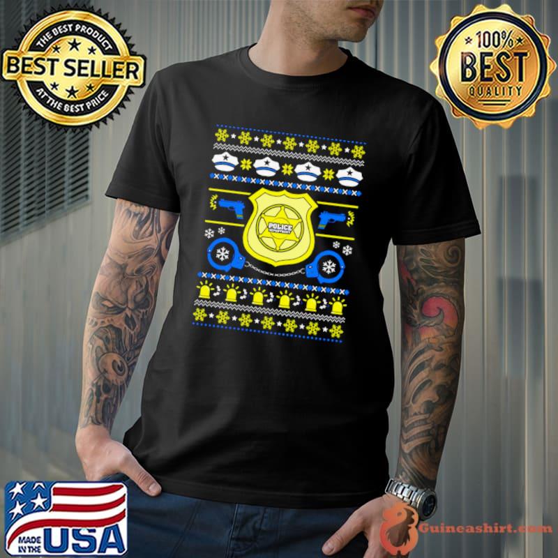 Christmas Police Badge With Guns Handcuffs Xmas shirt