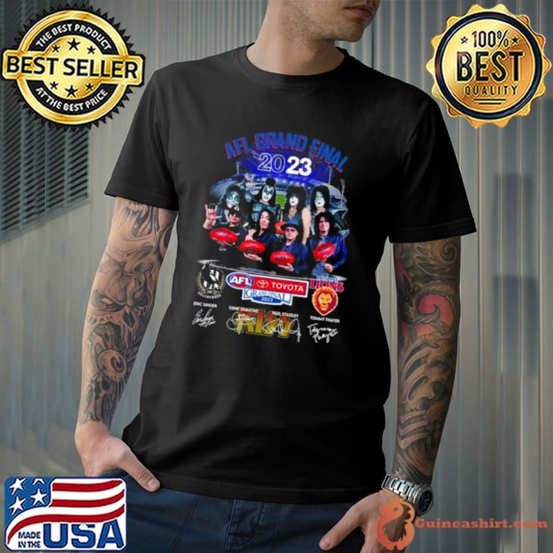 Collingwood Magpies Vs Brisbane Lions Kiss Band AFL Grand Finals 2023 Signatures shirt