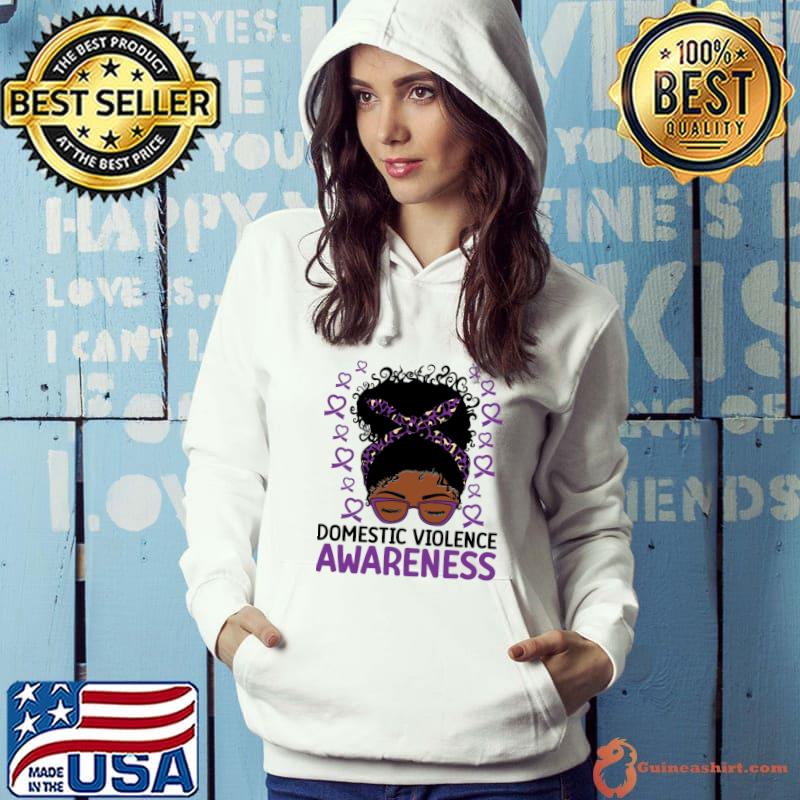Domestic Violence Awareness Messy Girl Leopard Ribbon T-Shirt Hoodie