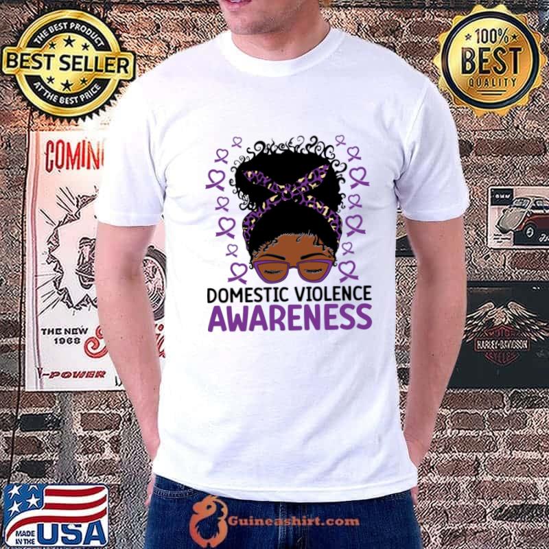 Domestic Violence Awareness Messy Girl Leopard Ribbon T-Shirt