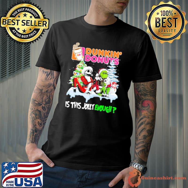 Dunkin's Donuts is this jolly enough grinch and jack skellington xmas shirt