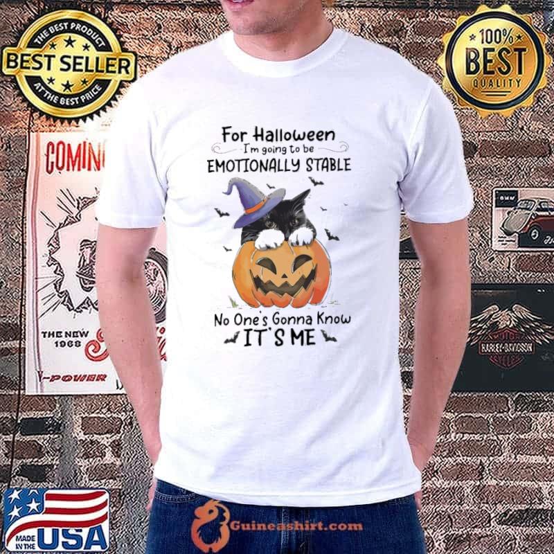 For halloween i'm going to be emotionally stable pumpkin cat shirt