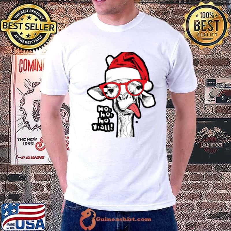 Giraffe Wearing Santa Hat Christmas shirt