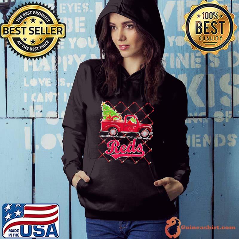 Grinch driving Christmas truck Cincinnati Reds s Hoodie