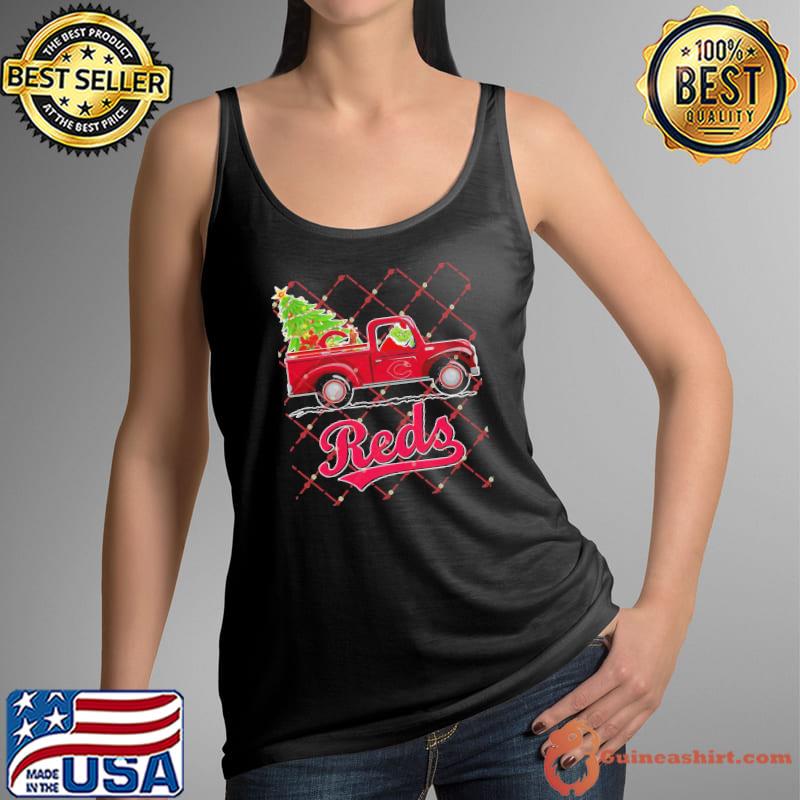 Grinch driving Christmas truck Cincinnati Reds s Tank Top