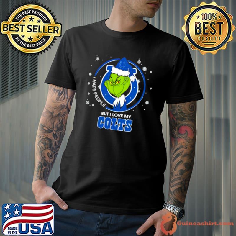 Grinch Santa Claus I Hate People But I Love My Indianapolis Colts Football Christmas Shirt