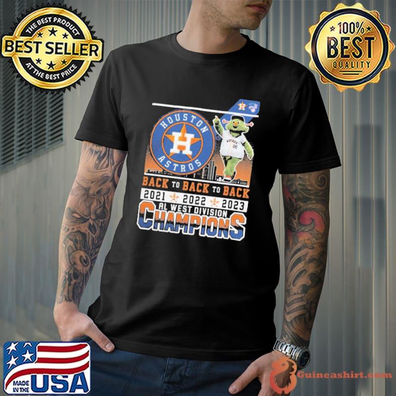 Houston Astros mascot back to back to back al west division champions city  2023 shirt, hoodie, longsleeve, sweatshirt, v-neck tee