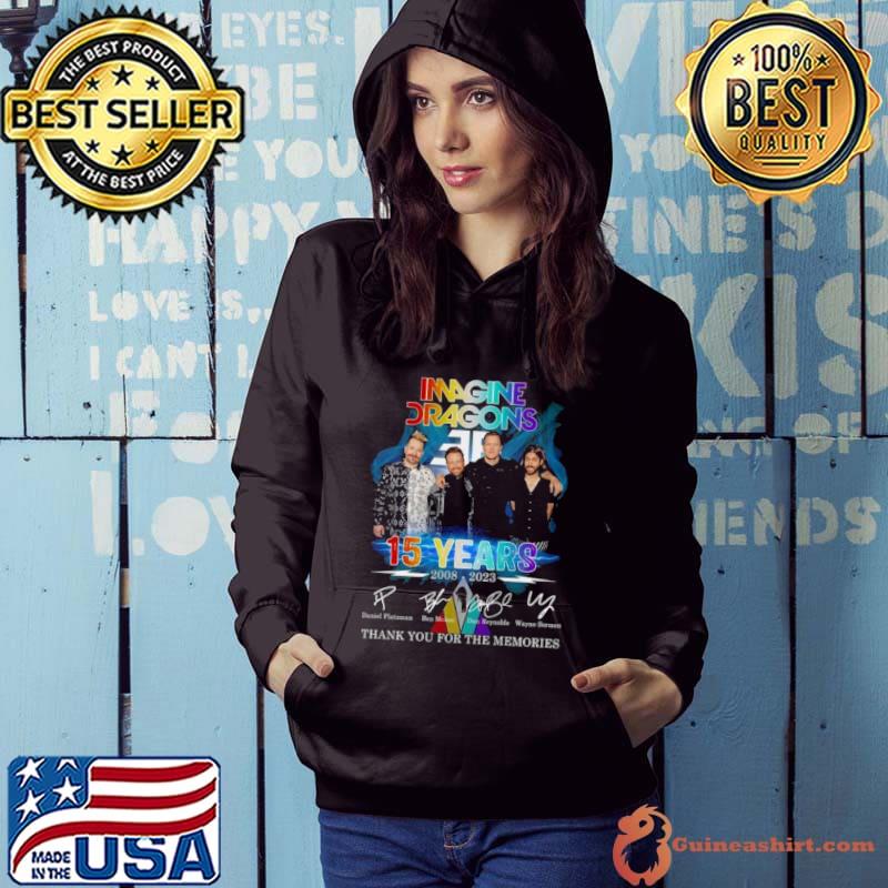 Imagine Dragons 15 Years 2008 – 2023 Signature Thank You For The Memories Signatures s Hoodie