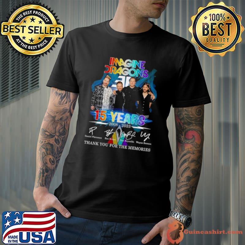 Imagine Dragons 15 Years 2008 – 2023 Signature Thank You For The Memories Signatures shirt