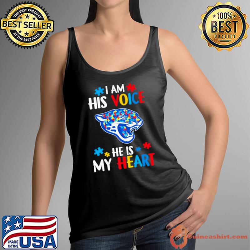 Jacksonville Jaguars Autism Awareness I Am His Voice He Is My Heart 2023 Shirt Tank Top
