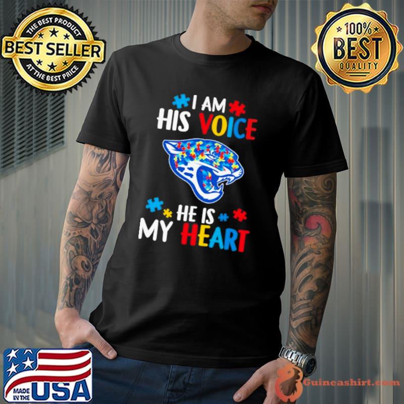 Jacksonville Jaguars Autism Awareness I Am His Voice He Is My Heart 2023 Shirt
