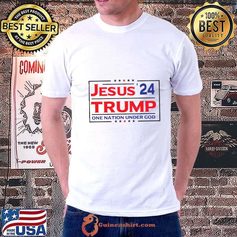 Jesus Trump 2024 One Nation Under God Political Stars T-Shirt