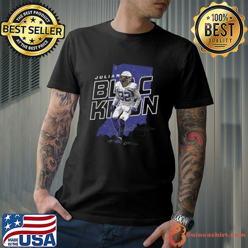 Julian Blackmon Indianapolis Player Map Signature Football T-Shirt