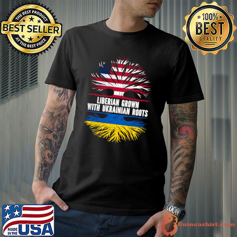 Liberian Grown with Ukrainian Roots Flag T-Shirt