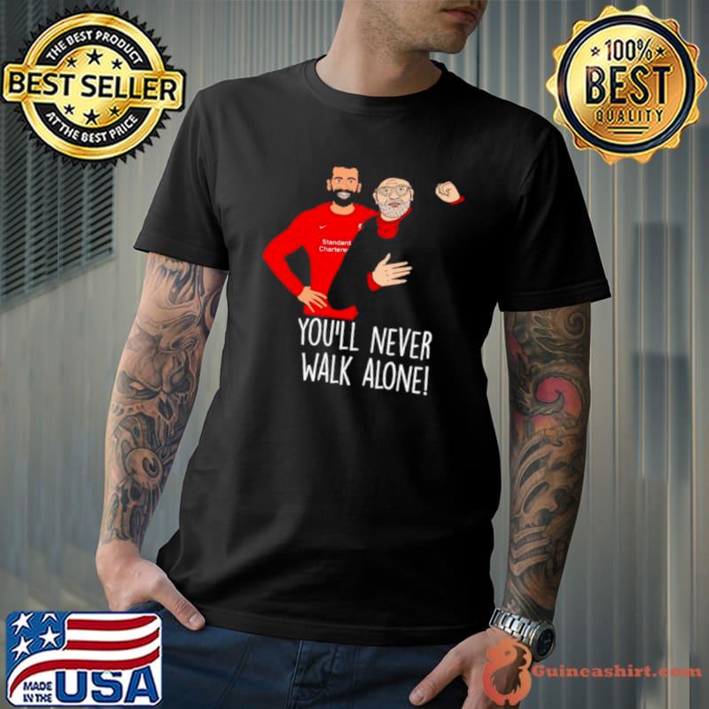 Liverpool F.C Mohamed Salah and Jürgen Klopp you’ll never walk alone shirt