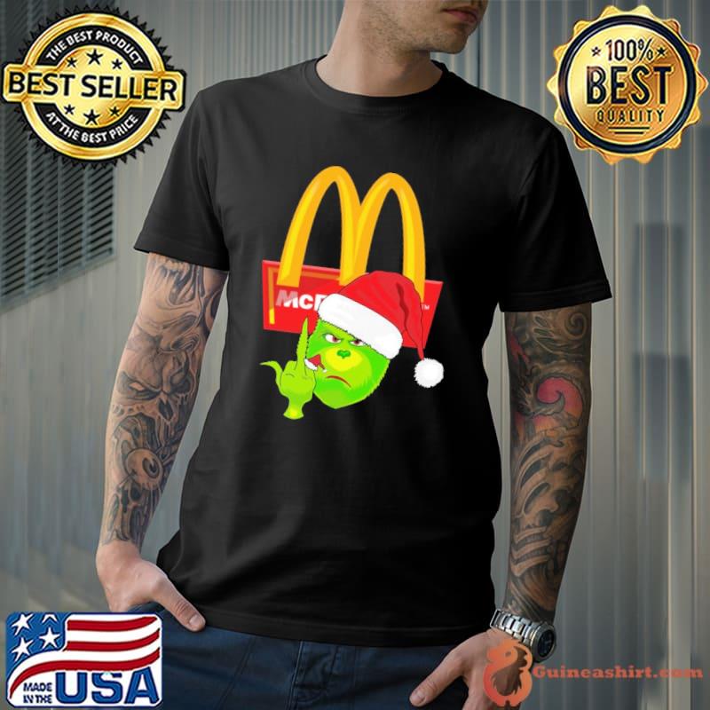 McDonald's symbol with grinch santa hat christmas shirt