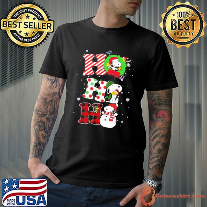 Merry Christmas Ho Ho Ho Snoopy Santa Claus Snowman shirt