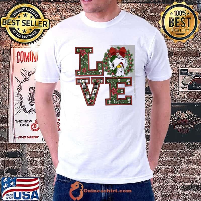 Merry christmas love snoopy hug woodstock shirt