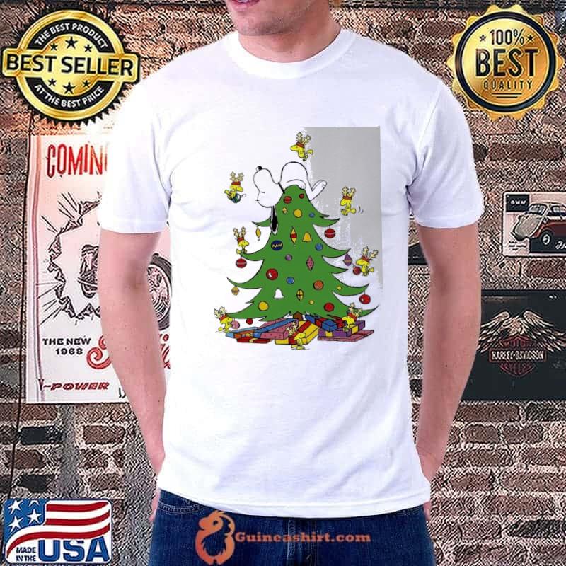 Merry christmas snoopy and woodstock xmas tree shirt