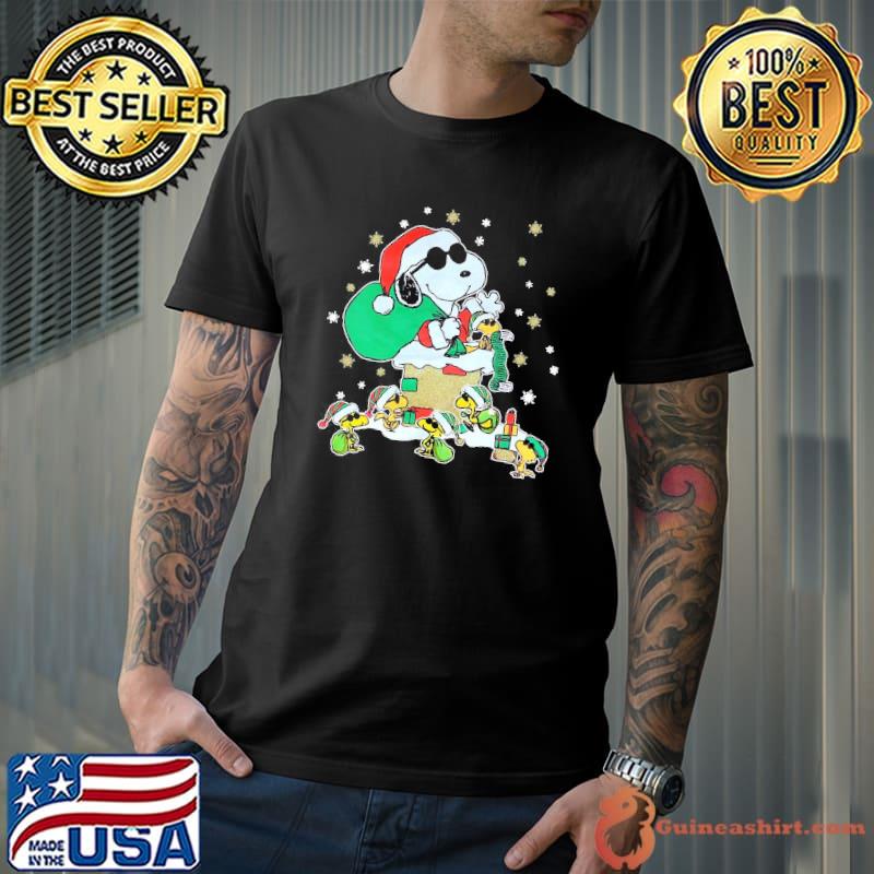 Merry Christmas Snoopy Wear Sunglasses Woostock shirt