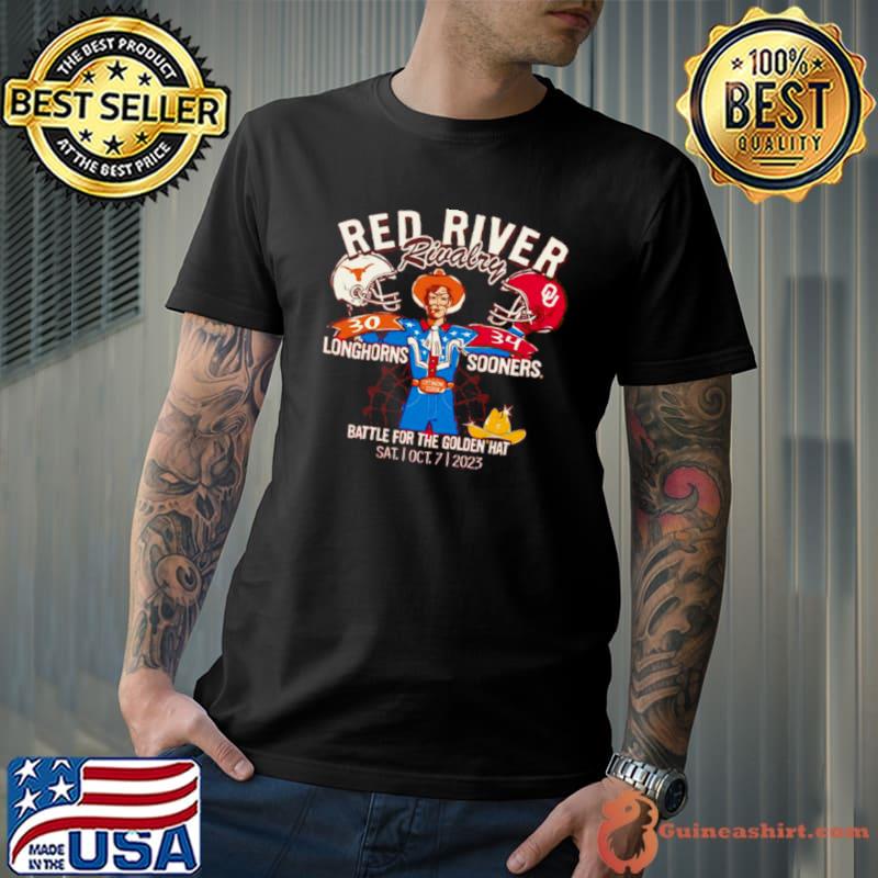 Oklahoma sooners vs Texas longhorns comfort wash 2023 red river rivalry score Shirt