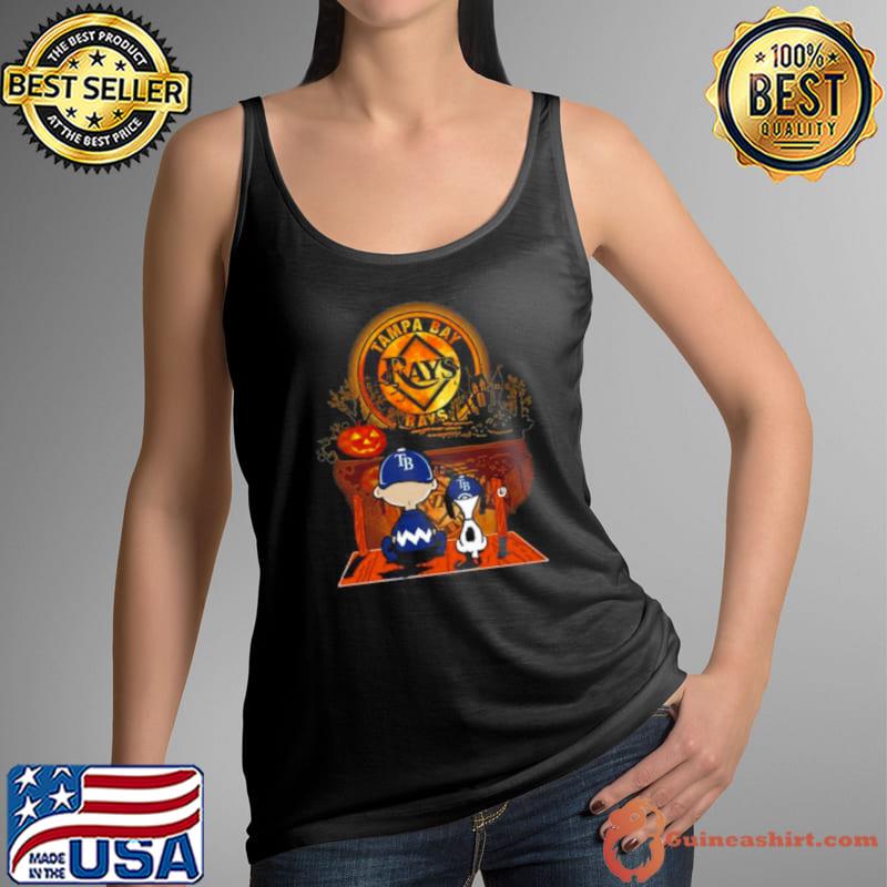 Peanut Snoopy And Charlie Brown Tampa Bay Rays Sitting Under Moon Halloween 2023 s Tank Top