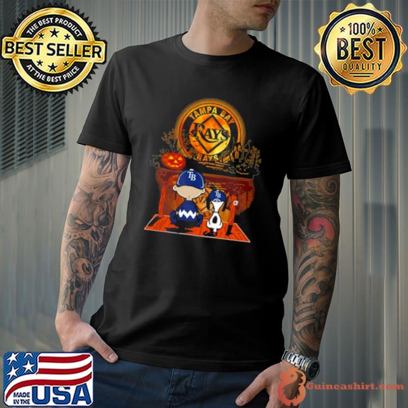 Peanut Snoopy And Charlie Brown Tampa Bay Rays Sitting Under Moon Halloween 2023 shirt