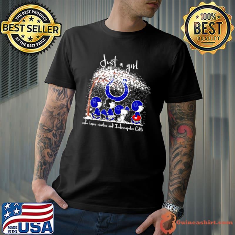 Peanuts characters just a girl who loves winter and Indianapolis Colts shirt