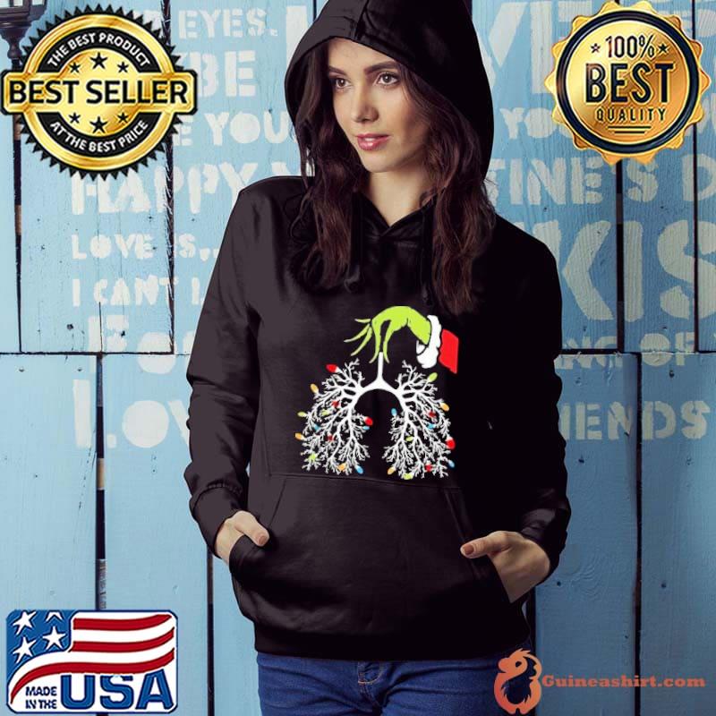 Respiratory Therapist Hand Grinch Xmas Lung Cancer s Hoodie