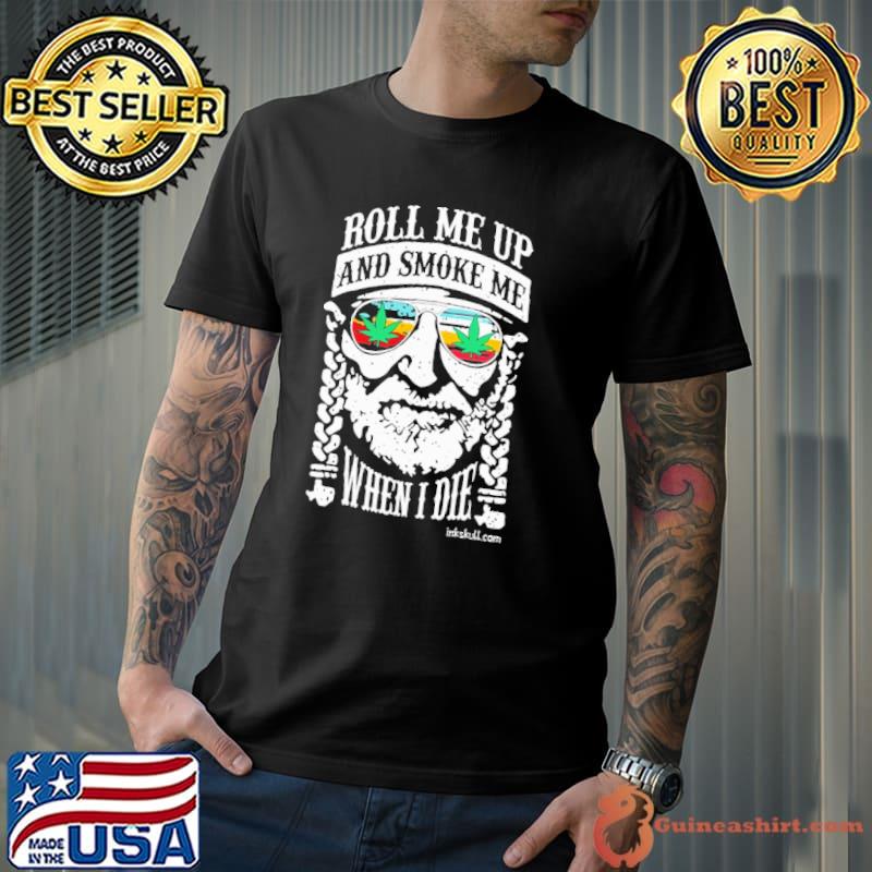 Roll me up and smoke me when i die american native sunglasses retro cannabis shirt