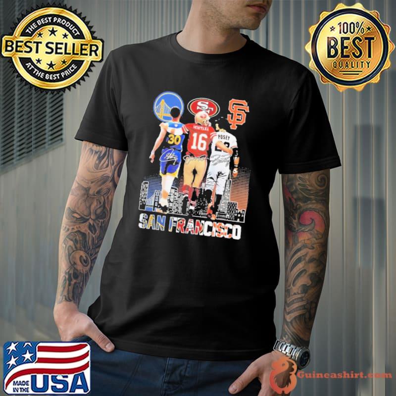 San francisco sports teams stephen curry Joe Montana and buster posey city signatures Shirt