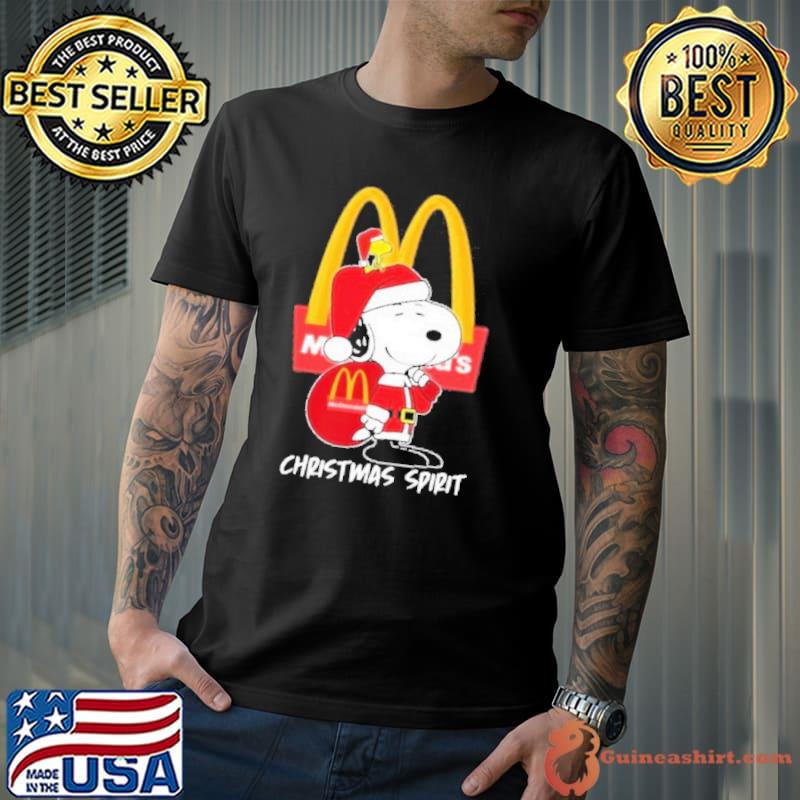 Santa Snoopy and Woodstock McDonald christmas spirit shirt