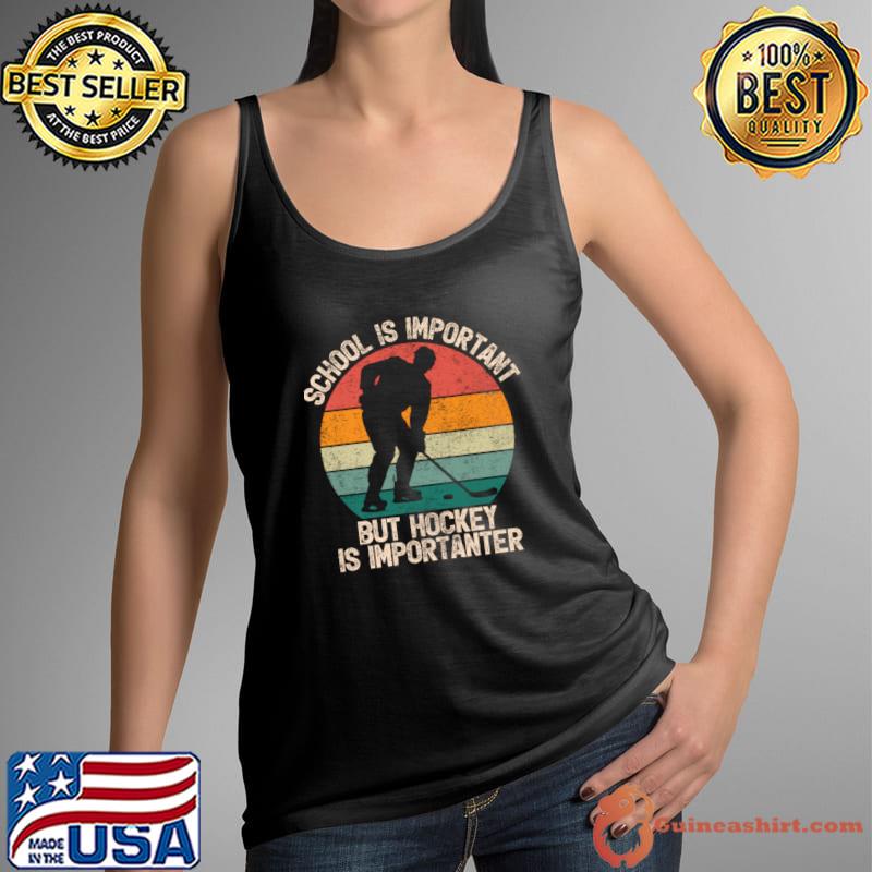 School Is Important But Hockey Is Importanter Vintage Sunset T-Shirt