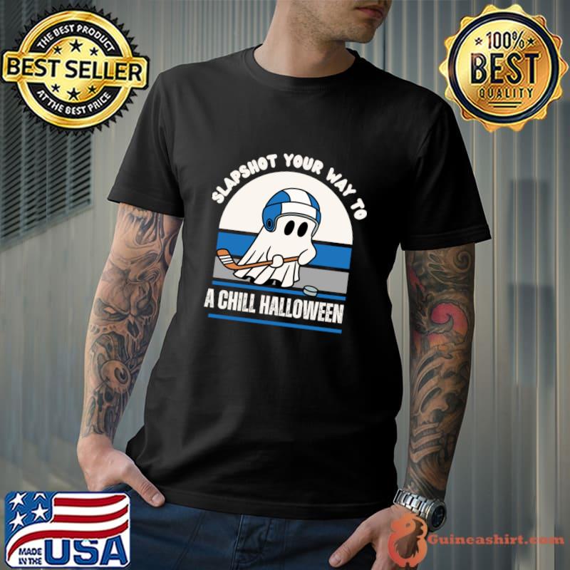 Slapshot Your Way To A Chill Halloween Spooky Ice Hockey Retro T-Shirt