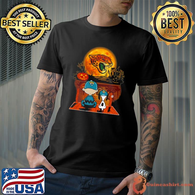 Snoopy And Charlie Brown Jacksonville Jaguars Sitting Under Moon Halloween 2023 shirt