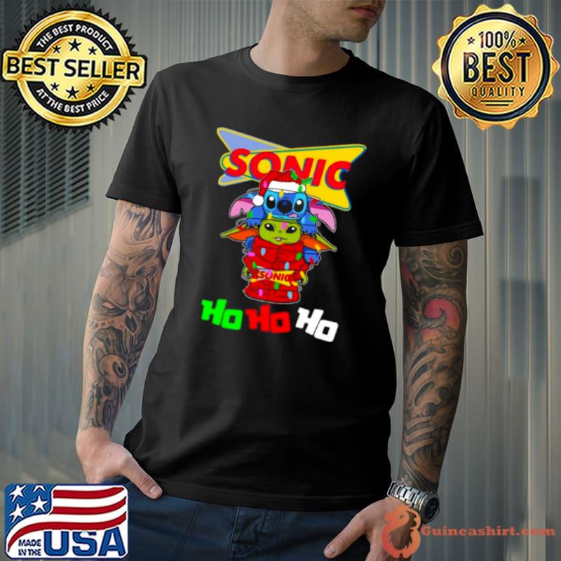 Sonic Santa Stitch Yoda Ho Ho Ho Christmas shirt