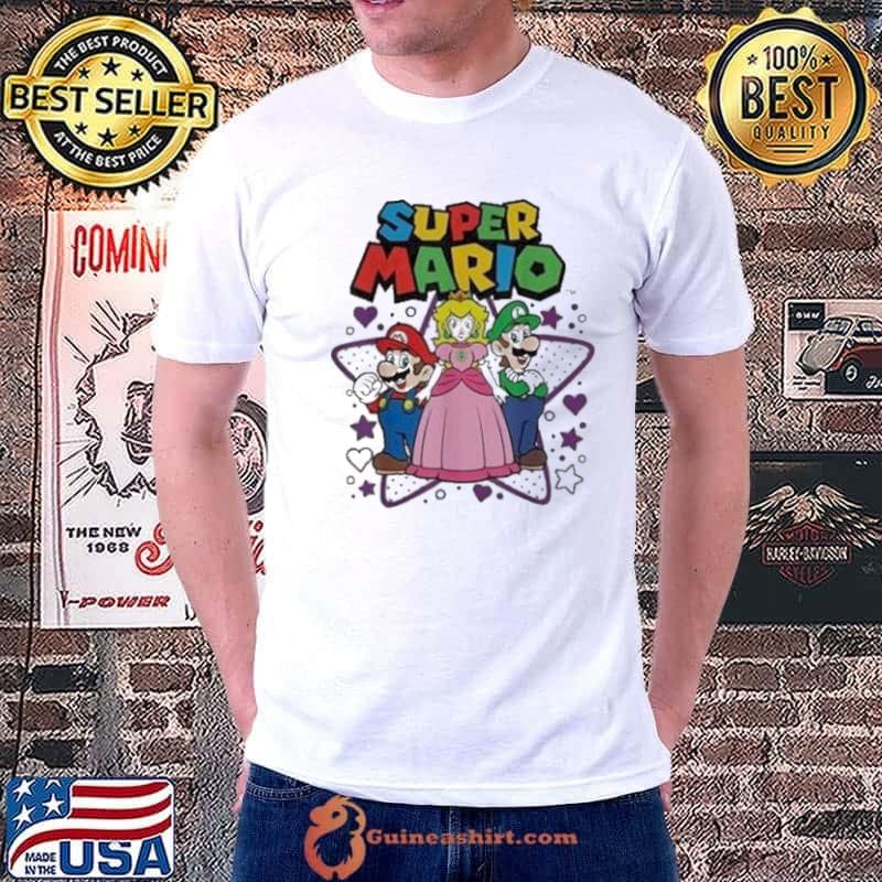 Super Mario Peach Luigi Trio Stars And Hearts Shirt