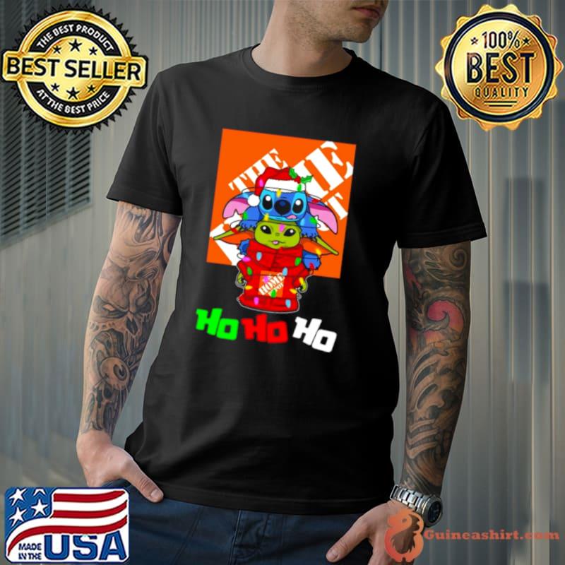 The Home Depot Santa Stitch Yoda Ho Ho Ho Christmas shirt