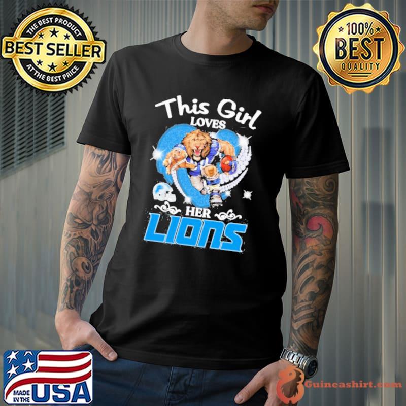 This girl loves her Detroit Lions mascot heart shirt