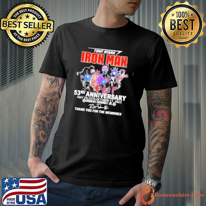 Tony Stark Iron Man 53rd Anniversary Robert Downey Jr Thank You For The Memories Shirt