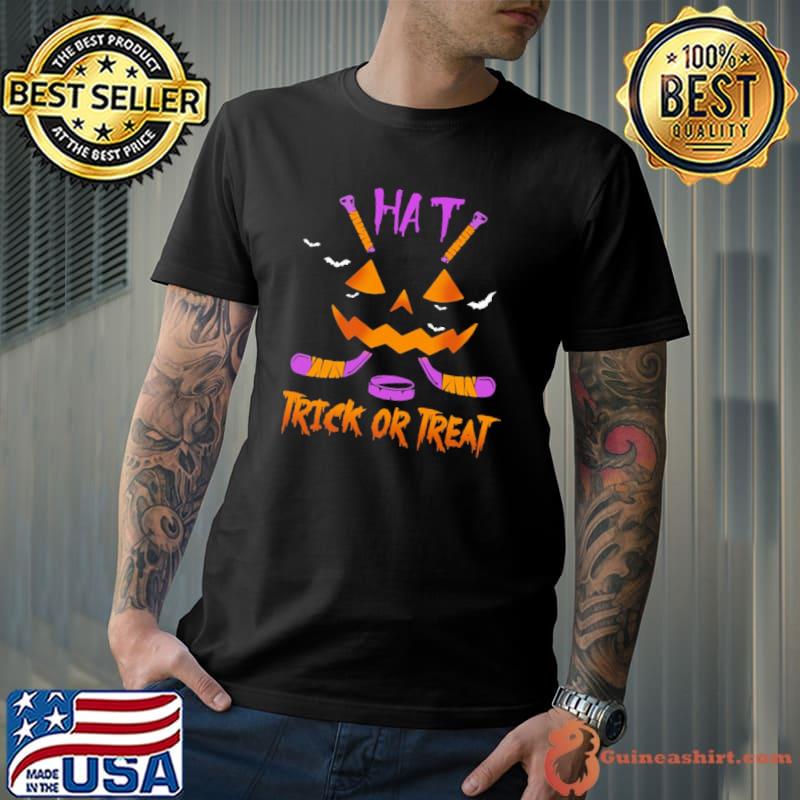 Trick or treat witch halloween ice hockey shirt