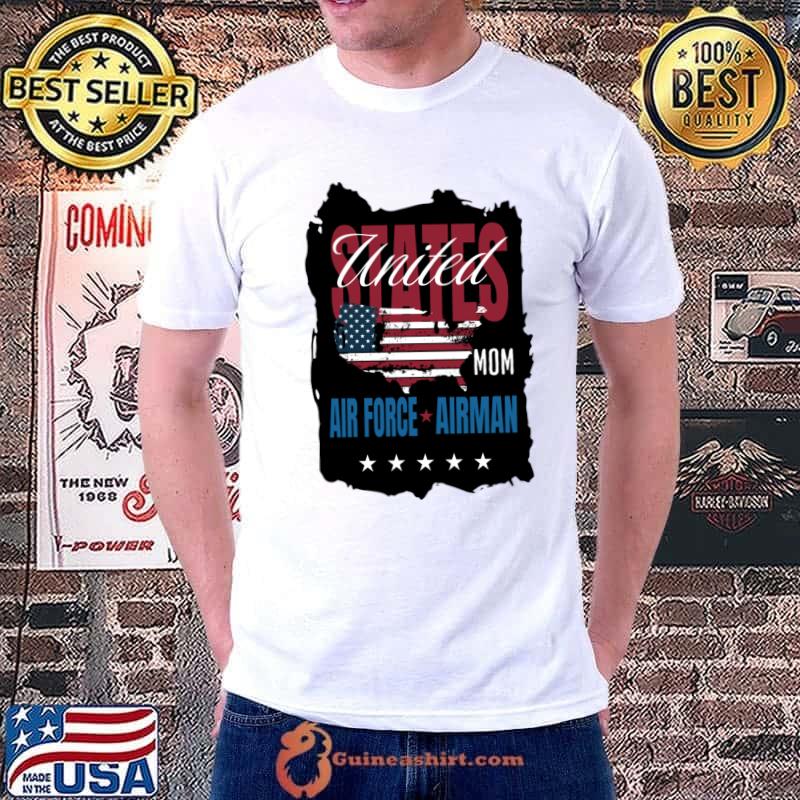United States Air Force Airman Mom American Flag Maps T-Shirt