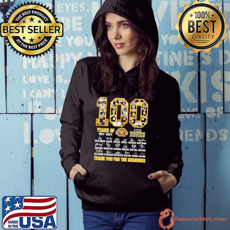 100 years of 1924 2024 Bruins thank you for the memories signature s Hoodie