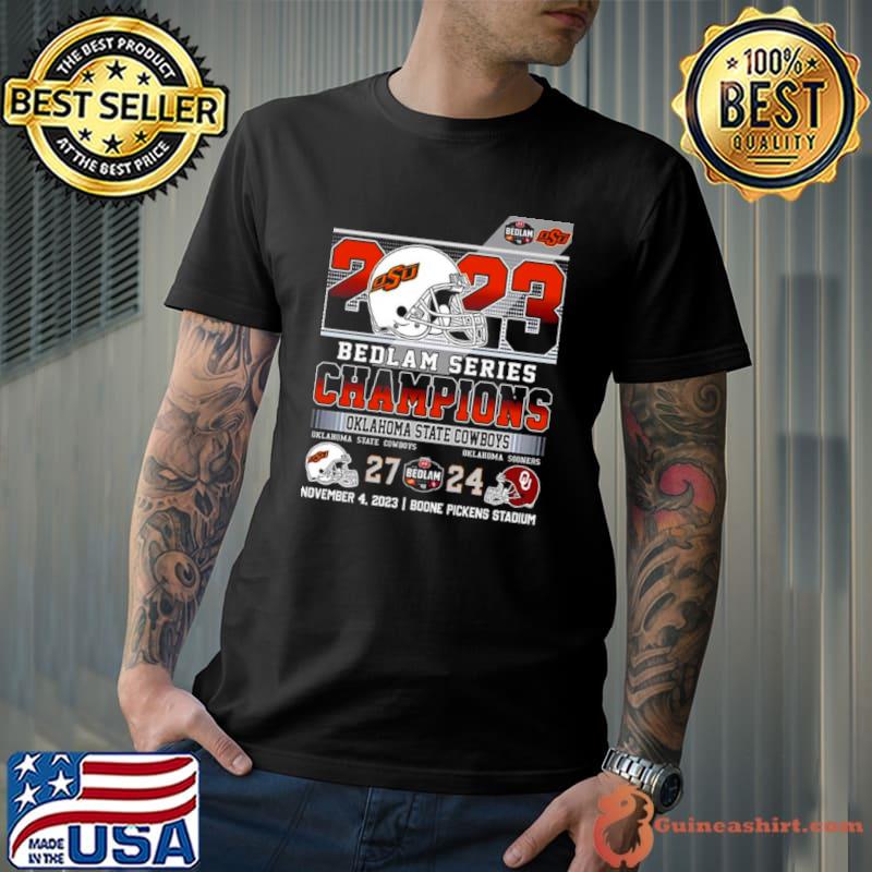 2023 Bedlam Series Champions Oklahoma State Cowboys 2 24 Oklahoma Sooners Score Shirt
