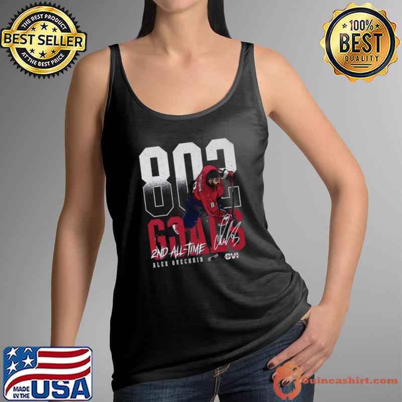 Alex Ovechkin Washington 2nd All Time Goals Signature Ice Hockey T-Shirt