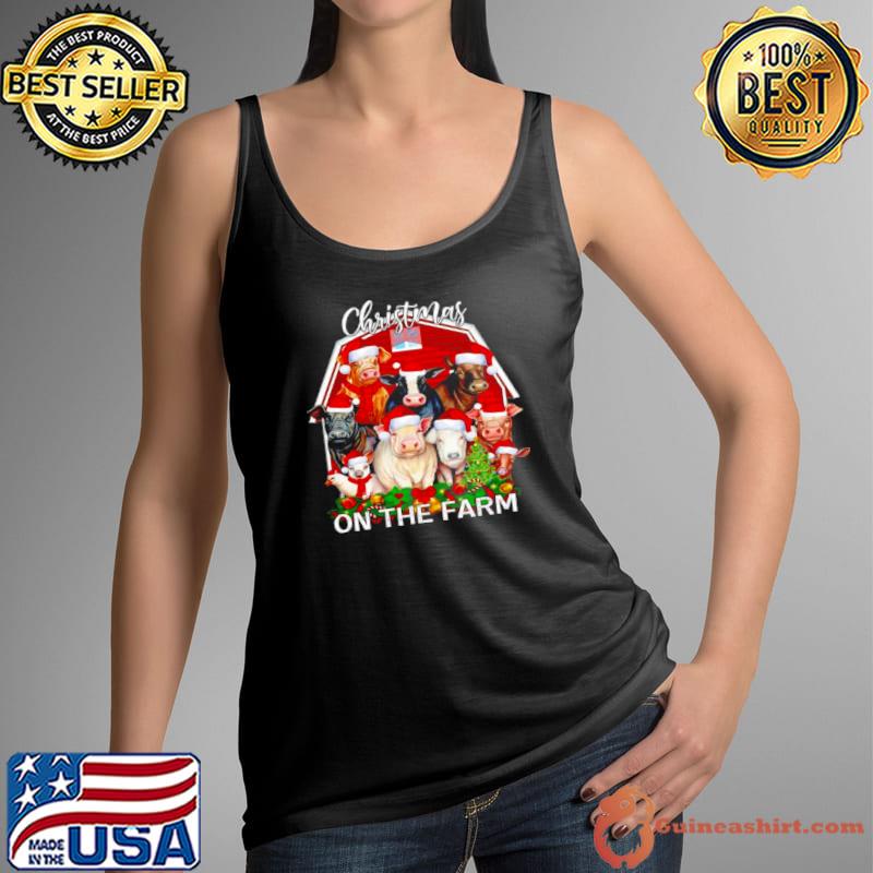 Animals Santa Christmas on the farm s Tank Top