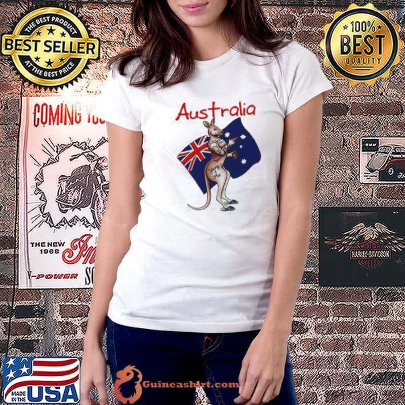 Australia Flag Kangaroo Shirt Ladiestee