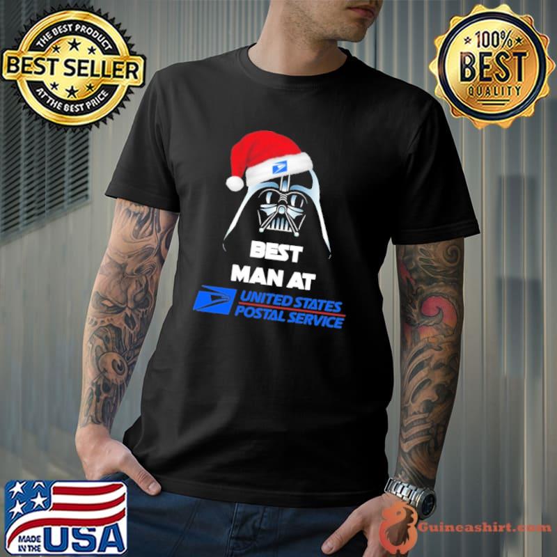 Best man at united states postal service santa hat star wars shirt