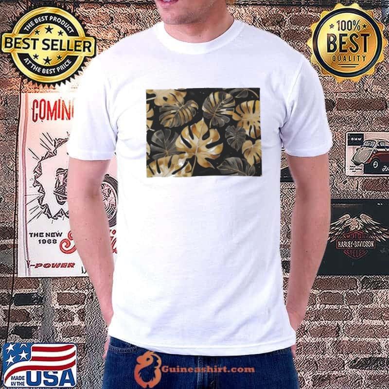 Black and Gold Monstera Leaves Classic Shirt
